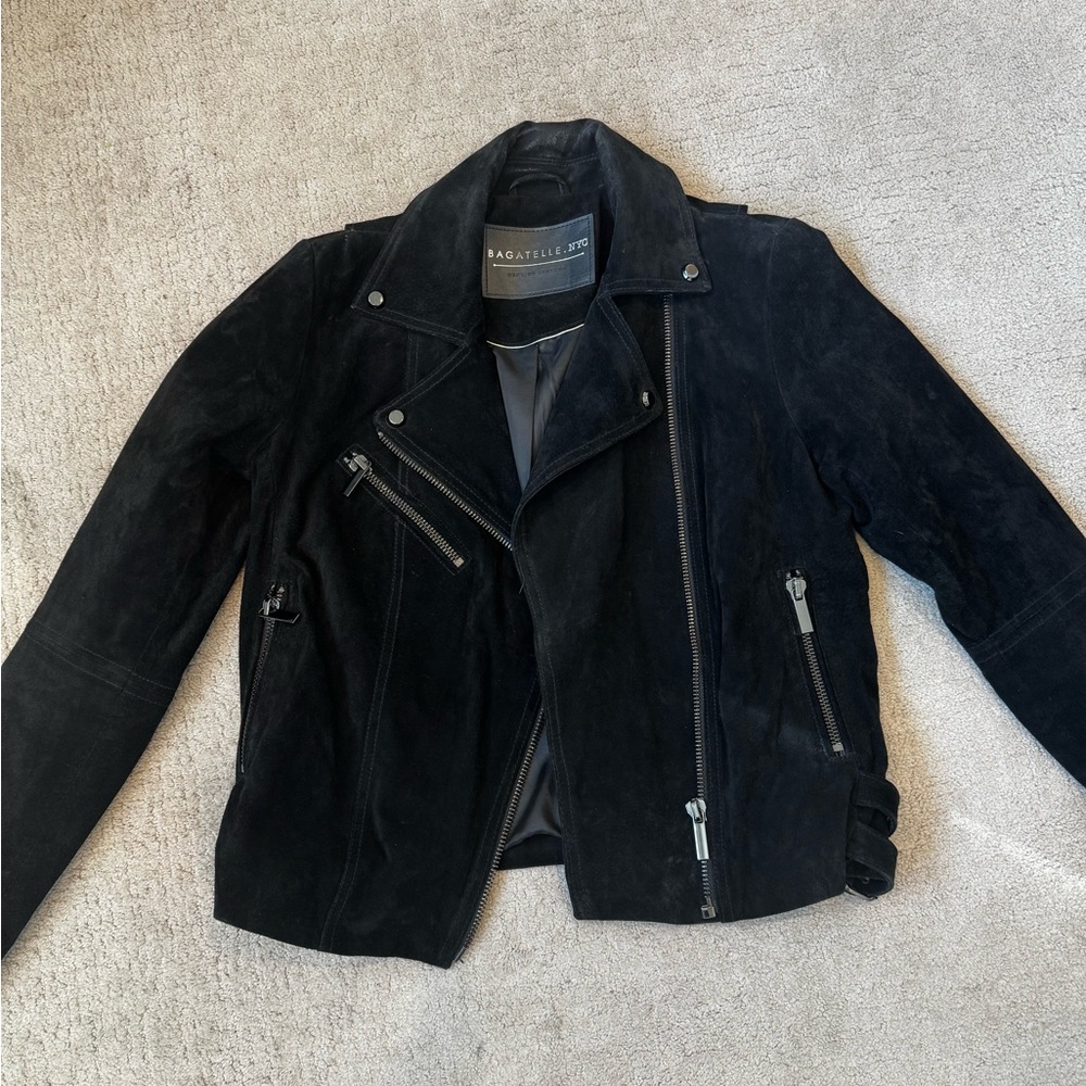 bagatelle Black Genuine Leather Jacket with Silver Hardware